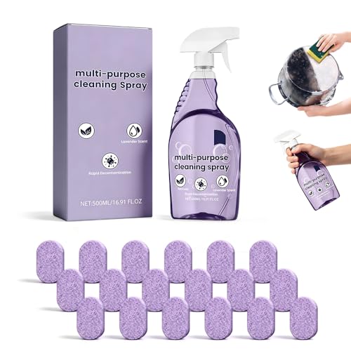Fliwos Spray Oven Cleaner 2026 Upgraded All-Purpose Spray Cleaner with Concentrated Cleaning Tablets Multi-Surface Cleaning Spray for Oven Grill Kitchen Bathroom and Home (1 Bottle+18 Pcs)