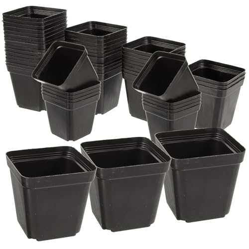 IWOWHERO 120 Pezzi Vasi Quadrati in Plastica Neri con Foro Drenaggio Vasi da Vivaio Piccoli per Piantare Fioriere Resistenti per Giardinaggio Interno ed Esterno Balcone e Casa