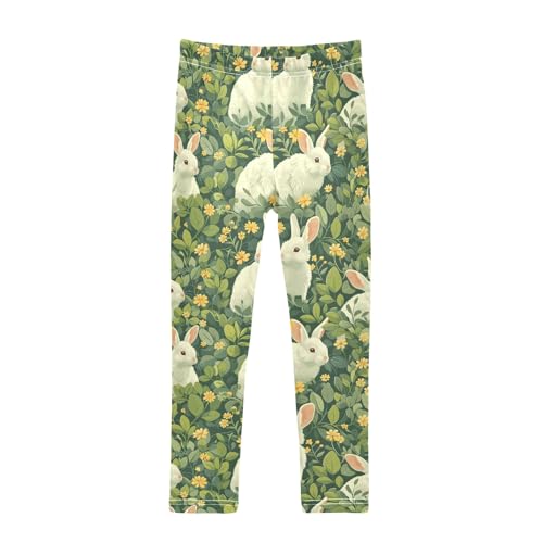 Rabbit Green Pattern A Girls Leggings Athletic Pants Tights Stretch Bottom