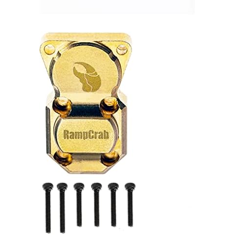 RampCrab Brass Diff Cover for Front and Rear Axles, Upgrades Parts for Axial SCX24 Deadbolt 90081 Bronco Gladiator JLU C10 B-17, 1/24 Crawler Car Upgrade Accessories Cover