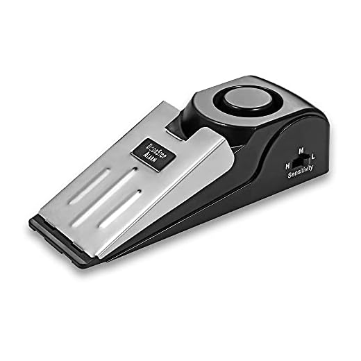 Mengshen Mini Vibración Inalámbrica Desencadenada Cuña En Forma De Tapón De La Puerta Alerta Sistema De Seguridad Hogar Detención De La Puerta del Sistema De Bloqueo De Bloqueo Negro (Paquete De 1)