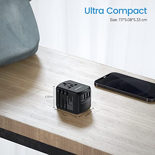 image for LENCENT Universal Travel Adapter, International Charger with 3 USB Por