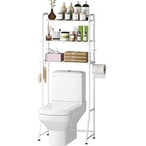 Simple Trending-3 Tier Shelf Bathroom Space Saver, Over The Toilet Rack,Bathroom Stand Storage Organizer, White
