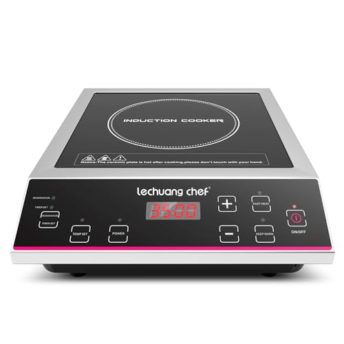 Lechuang Chef 3500W Single Induction Cooker, 10-level Power Setting, 24-hours Timer, 50 kg Large Load Capacity, Temperature Control, Commercial Induction Cooktop