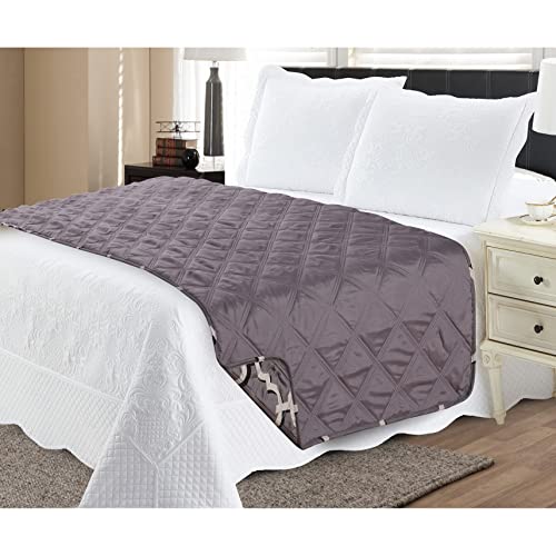 Reversible Bed Runner Protector Gray King Grey Abstract Designer 1 Piece #TOP1