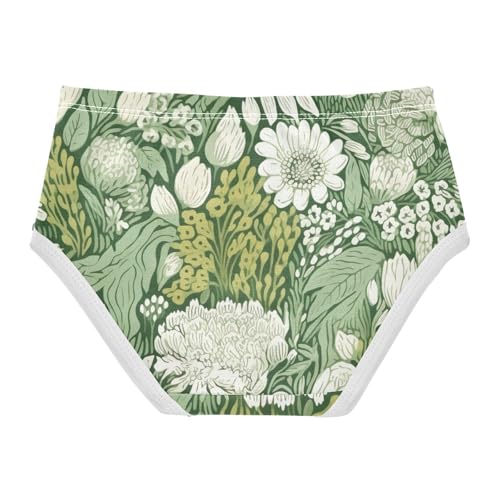 Floral Green Kids Underwear Girls, Toddler Girl Briefs, Cotton Underwear Girls, 2–8 Years2