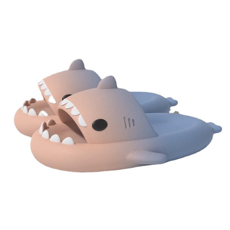 Summer Cute Shark Boys Girl Slippers，Shower Anti-Slip Novelty Open Toe Slides Lightweight Sole Sandals Casual Beach Shoes (6.5,pink blue,6.5)