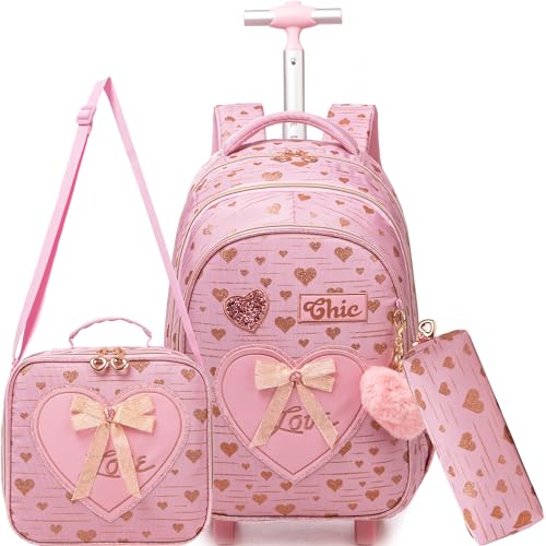 Meetbelify Kids Backpacks Wheels for Girls Rolling Backpack