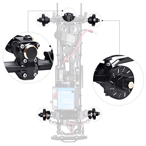 Allinrc Brass Wheel Weights Front Rear Differential Covers And Ball Bearings Compatible With Axial Scx24 1/24 Rc Crawler Car Upgrades (Black Gold) #TOP1
