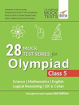 Paperback 28 Mock Test Series for Olympiads Class 5 Science, Mathematics, English, Logical Reasoning, GK & Cyber Book