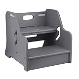 Little Partners Toddler Step Up Stool | 2 Step Adjustable Height for Kitchen, Bathroom or Nursery (Earl Grey)