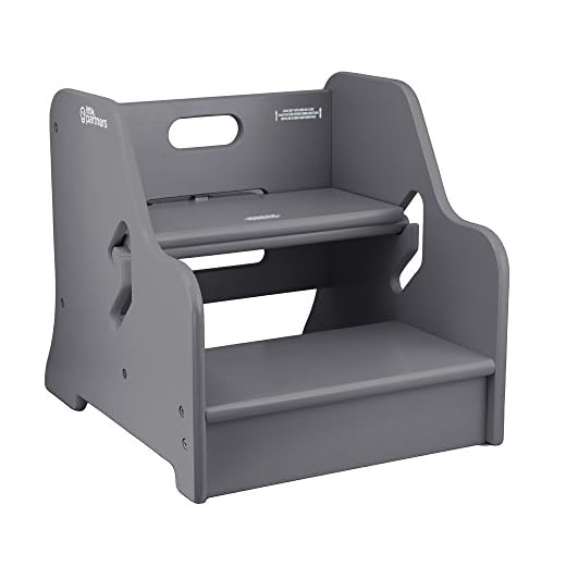Little Partners Toddler Step Up Stool | 2 Step Adjustable Height for Kitchen, Bathroom or Nursery (Earl Grey)