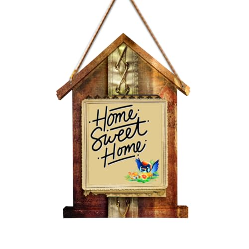 Image of PNF Poster And Frames Home Sweet Home Quote Wall art & Door Hanging Frame For Kitchen, Dining, restaurants Decor | Walland home Decor for Living Room | Room Decor Wall Decor Items For Bedroom | (Wooden, 11x9 Inch,brown)-2-1