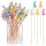 JtmyAota 100 Pack Easter Toothpicks for Appetizers, 4.7 Inch Natural Bamboo Cocktail Picks for Cake...