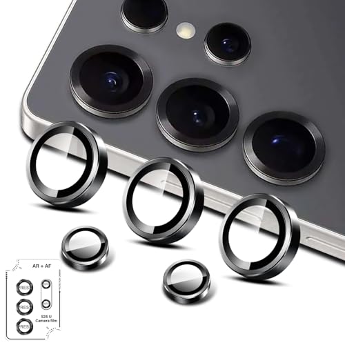 LiiLaa Kamera Schutzfolie für Samsung Galaxy S25 Ultra 5G 9H Härte Einzeln Kameraschutz Anti-Kratzen Individuelle Ring aus Metall Linse Folie Schutzglas - Schwarz