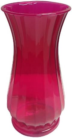 8in Poly Plastic Pink Classic Rose Vase
