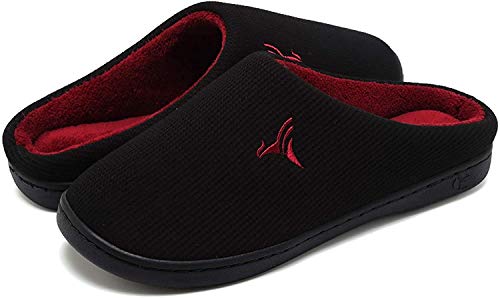 Welltree - Pantuflas de hombre bicolor de espuma con memoria de forma en cálido algodón de invierno antideslizante Size: 40/41 EU