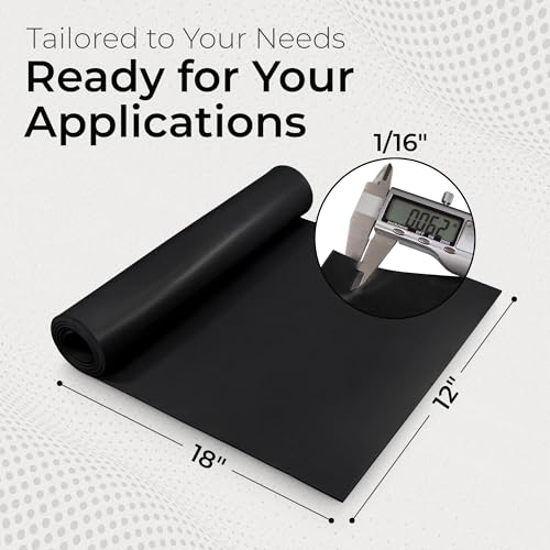 Image of Exactly Rubber - Commercial Grade Silicone Sheet, 60A Durometer Silicone Mat, -80 to 450F Temperature Resistant Rubber Mat, Rubber Sheet with 350% Elongation, Made in the USA, 1 /16 x 12 inch x 18 inch, Black