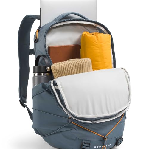 Image of The North Face Borealis Commuter Laptop Backpack - Water Repellent, Laptop Sleeve, Large Main Compartment, Granite Grey /Dust Orange, One Size