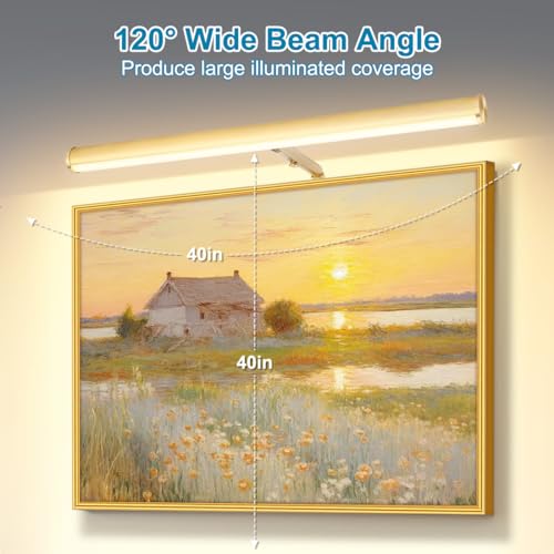 Image of LED Picture Lights for Paintings Plug in, Adjustable Art Light Gallery Wall Light for Display Art Work, 16inch 6W 3000K Warm White, Gold Finish CRI80+ (Pack of 2)