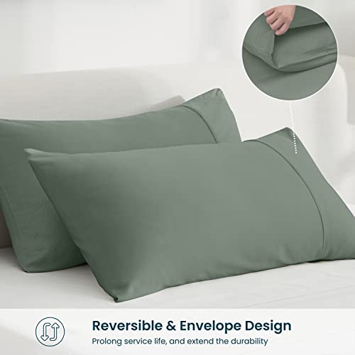 Gokotta Bamboo Pillow Cases Queen Size Set Of 2, Reversible And Envelope Closure Cooling Pillowcases For Hot Sleepers And Night Sweats, Double Stitching - (20"*30") Queen #TOP1