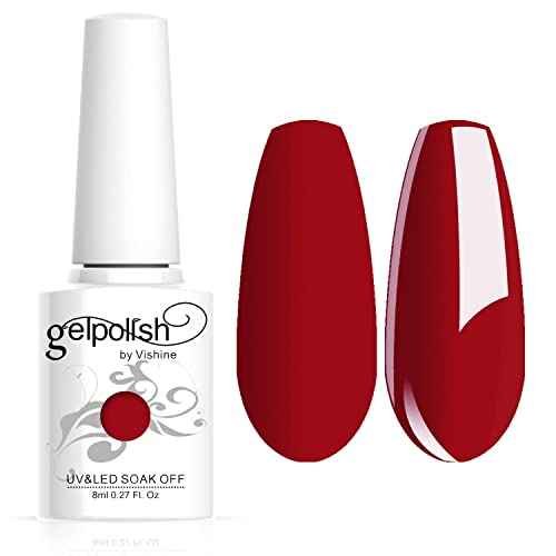 Vishine Vernis à ongles 8ml Semi-permanent Gel Polish UV LED Soak Off Manucure Rouge sang #1337