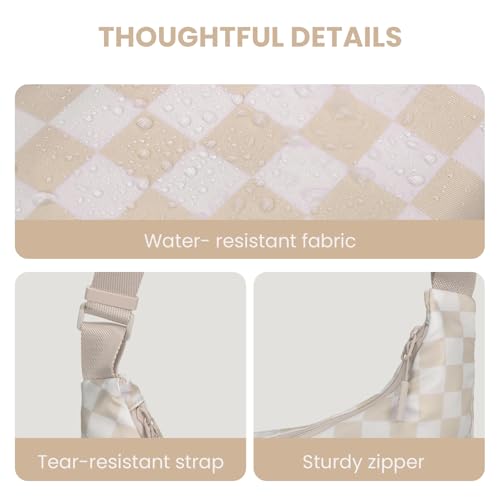 Image of Lushandy Nylon Crescent Crossbody Bags for Women, Medium Slouchy Hobo Crossbody Bag Checkered Purse Luna Bag for Travel