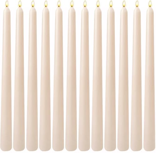 12-Pack Beige Cream Taper Candles, 10 Inch...