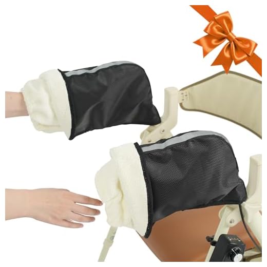 VOCIC Rollator Handschuhe OT01, 360° Windschutz, doppelte Wärme mit Fleece, regen-und schneesicher, Ideal als Zubehör für Rollator, Rollstuhl, Fahrrad, Winterhandwärmer für Damen & Herren, Tiefschwarz