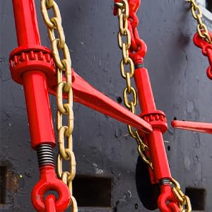 Image of 2 Pcs 5 /16'' to 3 /8'' Chain and Binder Kit, Ratchet Load Binder with Work Load Limit 9200 LBS, 5 /16''x10 FT Grade 70 Chain with Working Load Limit 6600 LBS for Heavy Duty Cargo Flatbed Trailers