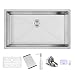 Harrahs 30.2 Inch Deep Stainless Steel Kitchen Sink Handmade Drop In Undermount Single Bowl 11G Sink Lip 18 G Basin with Drain Strainer, Grid, Basket, Soap Dispenser