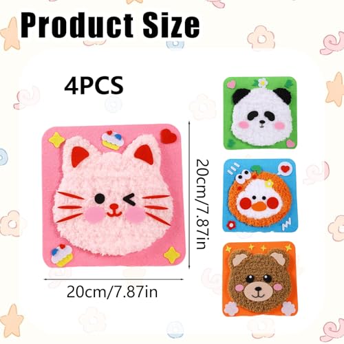 Image of 4Pcs Creative Sewing Kit for Kids, Hand Embroidery Kit for Beginners with Cute Animal Designs, Stitching Kit for Children, Fun DIY Craft Activity for Skill Development