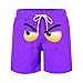 FOCLMP Boys Swim Trunks Funny Face Summer Beach Vacation Board Shorts Kids Quick Dry Bathing Suits with Pockets 5-14 Years Boys' Fashion Purple 9 Years