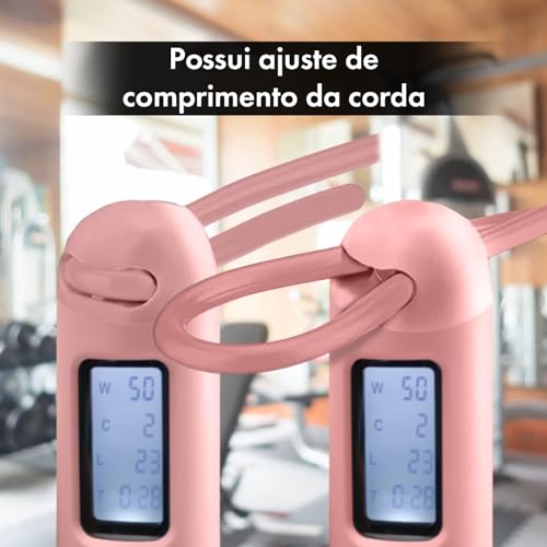 Corda De Pular Para Exercicios Funcionais Cros Com Contador (Rosa)