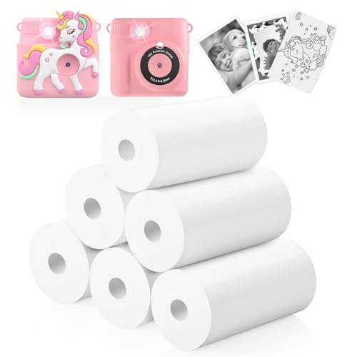 Papel térmico para cámara de niños, 6 rollos de 5,6 cm x 12,7 m para impresión instantánea