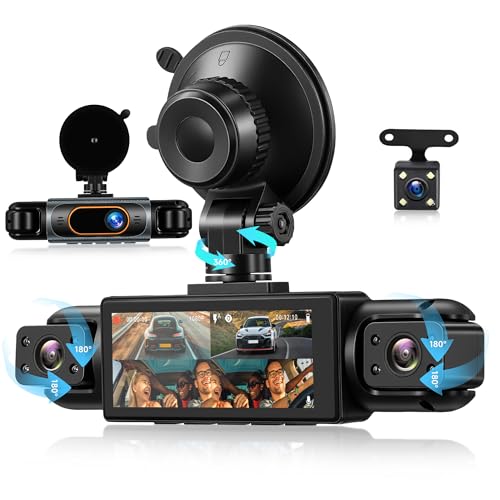 Orderich 4 Channel 360° Dash Cam Front and Rear Inside Left Right, 3.16 Inch FHD 1080P IPS Dashcam Supports Night Vision, Loop Recording, 24/7 Recording Parking Mode Monitor, Reverse View