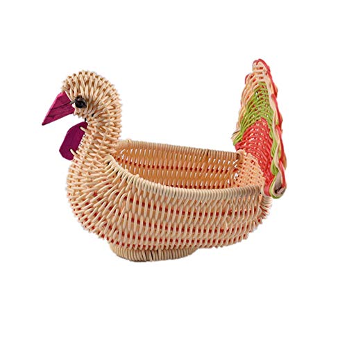 Cesta de ratã Alician, cesta de armazenamento de mesa, mini cesta de frutas em forma de peru feita à