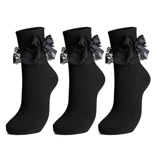 Image of Dicry Socks for Women, Big Ruffle Socks with Turn Cuff and Double Lace