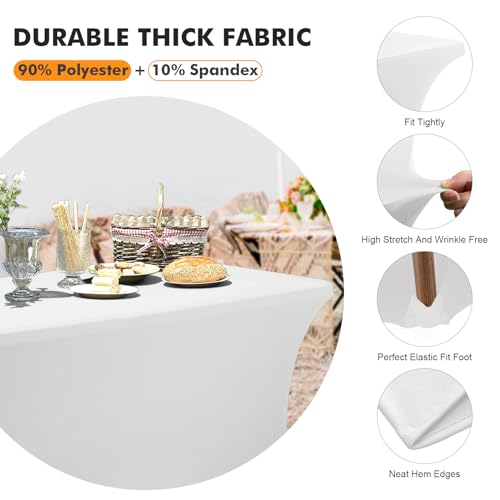 Image of SEPARO Spandex Table Cover 2 Pack 6FT White Fitted Tablecloths,Washable Wrinkle Resistant Stretch Table Cloth Rectangle for Party Hosting Supplies,Wedding Decorations,Vendor Display,Banquet