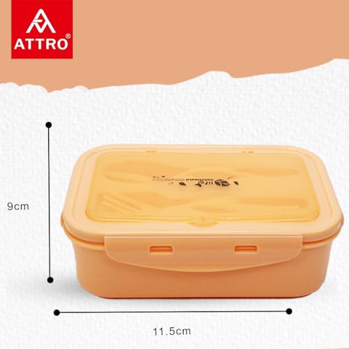 Image of ATTRO Prime Carbon Lunch Box with Hydra Water Bottle, School Tiffin Combo,Light Blue Peach