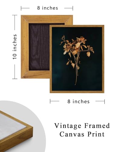 Image of ARPEOTCY Vintage Framed Botanical Wall Art, Bedroom Bathroom Dark Floral Pictures Art Decor, Canvas Print Retro Paintings, Home Rustic Farmhouse Neutral Moody Decor, 8x10 Inch