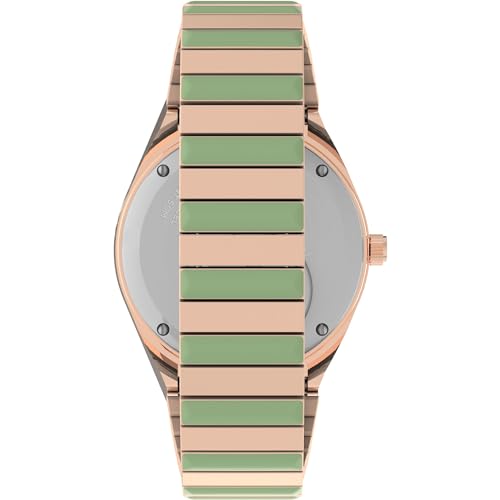 Image of TIMEX Diver Inspired Analog Watch for Women with Green Round Dial & Two Tone Stainless Steel Bracelet Band Water Resistant Women's Wrist Watches - TW2V38700UJ