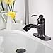 Homevacious Waterfall Bathroom Faucet Oil Rubbed Bronze Single Handle Black Bath Tub Lavatory Sink Vanity Basin Faucets One Hole Lever Mixer Tap Deck Mount Brass Commercial Supply Hose Lead-Free