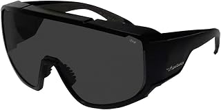 BOMBER Safety Glasses Oversized Single Lens for Goggle like Fit, Matte Black Frame, Smoked Safety Lens with Non Slip Foam lining, UV Protection - MG103