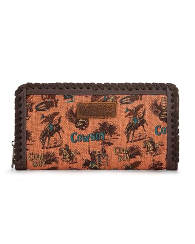 Image of Montana West X Warngler Brown Wallets for Women Western Cowboy Credit Card Wallets, Card Cases & Money Organizers Large Capacity Bifold Wallet Womens Female Ladies Clutch Wallet