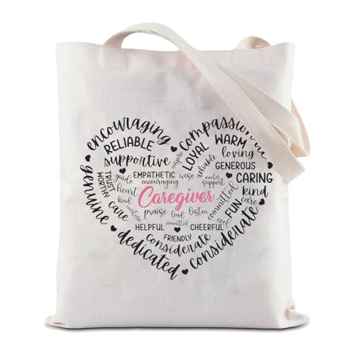 JYTAPP Caregiver Gifts Caretaker Gift Caregiver Love Heart Canvas Tote Bag Daycare Provider Gift