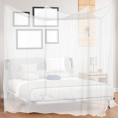 Xmart Mosquitera Cama 220x200x200cm Mosquito Net Protección Integral contra Mosquitos Mosquitera de Cama Cuadrada Fácil de Instalar Apto para Uso Interior y Exterior (Blanco)