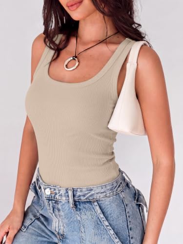 Image of ANRABESS Womens Square Neck Ribbed Tank Tops 2026 Summer Sleeveless Shirts