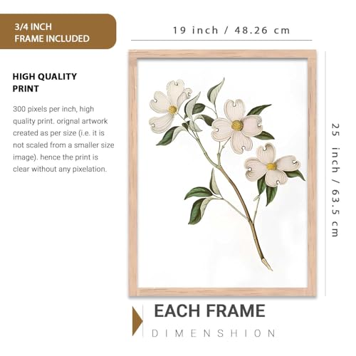 Image of kotart Floral Art Home Decoration | Aesthetic Floral Paintings With Frame For Living Room Bed Room Hotel Wall Decor Digital Reprint Set of 3 (19X25 inch)