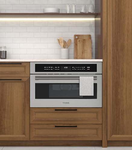 Image of KoolMore Reserve 30 in. 1.6 cu. ft. Built-in Convection Microwave Oven with Air Fryer, 10 Power Levels, Sensor Cooking, Bake, Roast,1750 Watts & NEMA 5-20P Plug, UL Certified in Black Stainless-Steel